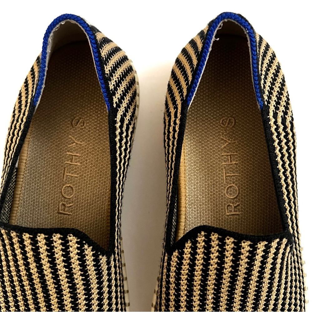 ROTHY’S Classic Slip-On Sneakers Knit Black Tan Striped 7.5 - Picture 3 of 9